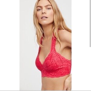NWT Free People Galloon Red Berry Lace Racerback Bralette Size Small